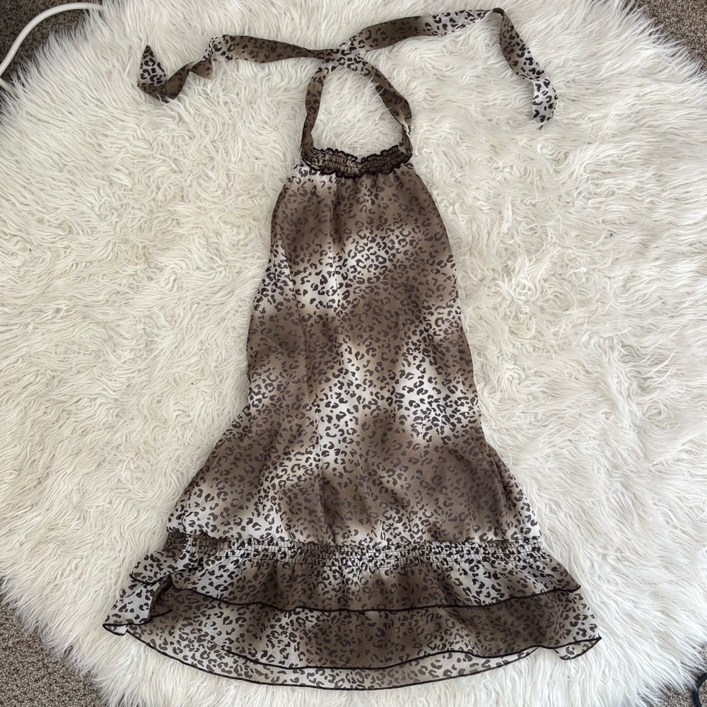 Open Back Drop Waist Y2K Cheetah Mini Dress